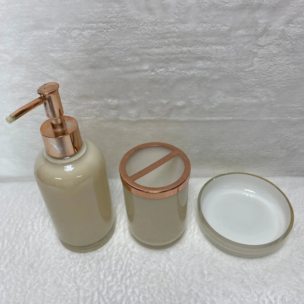 Threshold‎ 3-Piece Bathroom Accessory Set Soap Dispenser Toothbrush Holder Dish